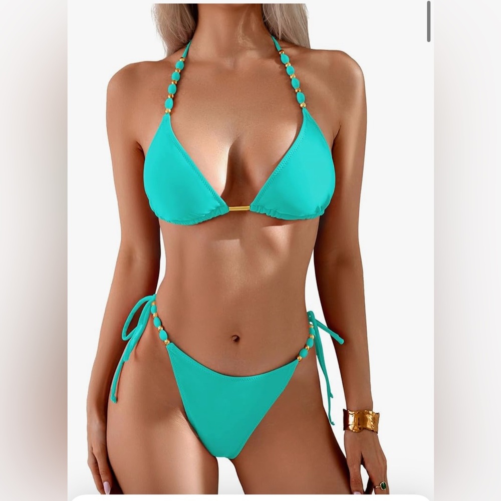Blue Minimalist Bikini Set by Tashehe Size L NWT